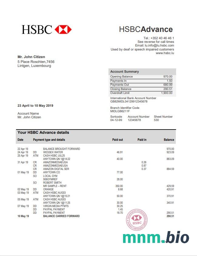 Luksemburg HSBC excel